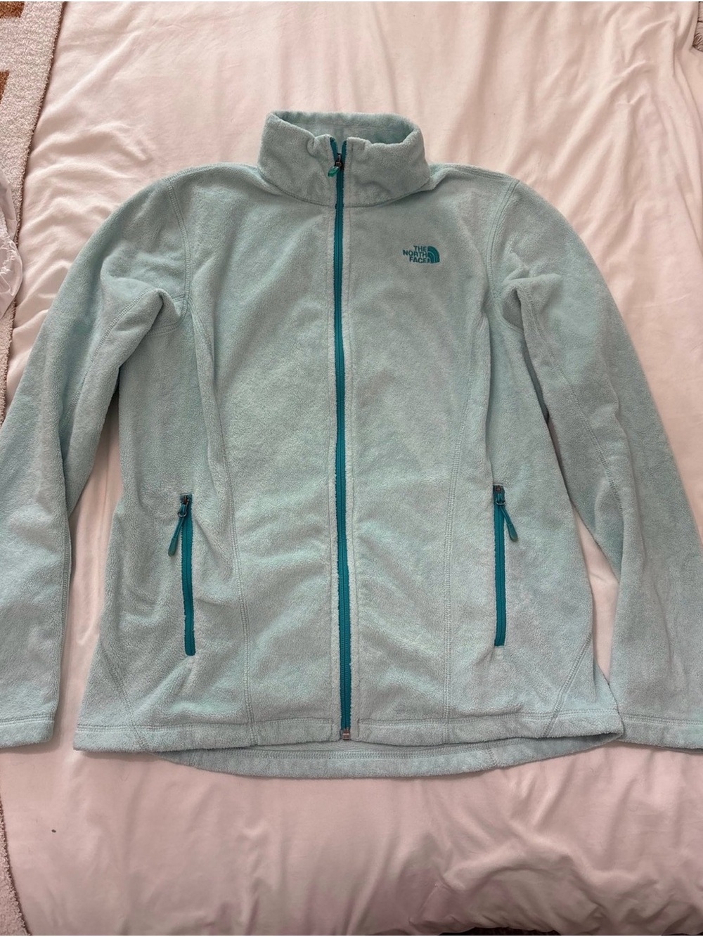 The North Face Pale Aqua Full-Zip Teddy Fleece Jacket